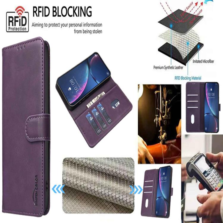 For Redmi 15a 5G Solid Color Calfskin Texture RFID Vegan Leather Phone Case