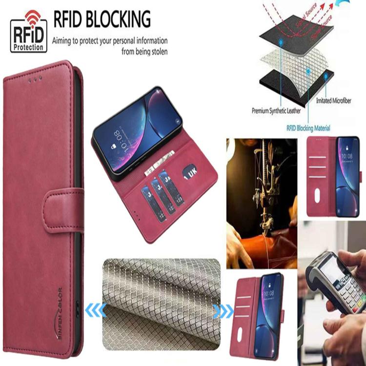 For Redmi 15a 5G Solid Color Calfskin Texture RFID Vegan Leather Phone Case
