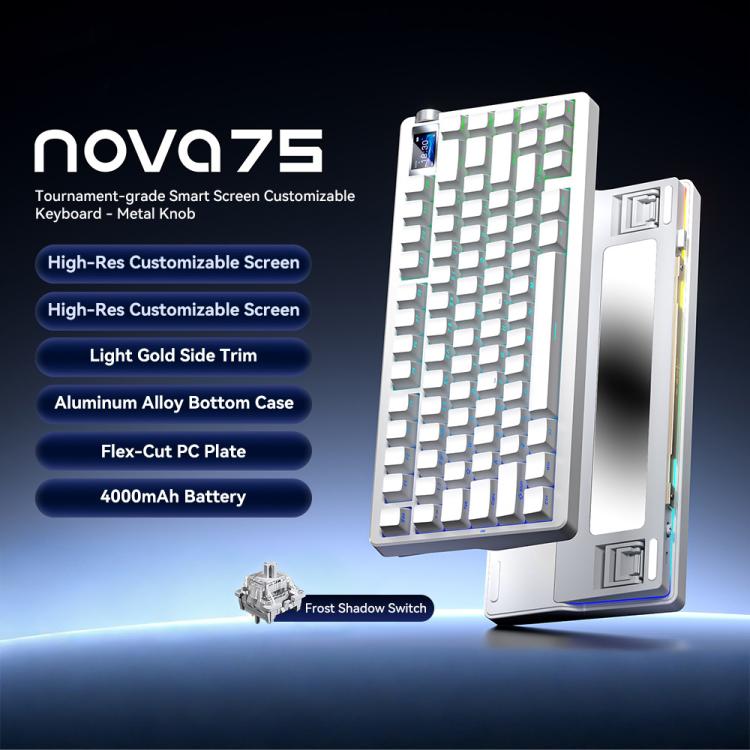 AULA nova75 Smart Display Tri-Mode RGB Customizable Gaming Mechanical Keyboard