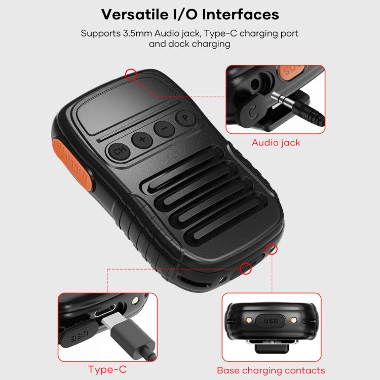 UNIWA BM008 BT5.2 Wireless Handheld Intercom PTT Microphone Walkie Talkie - Black