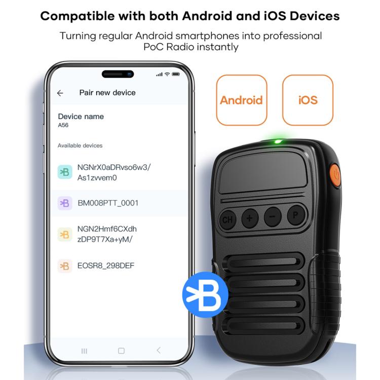 UNIWA BM008 BT5.2 Wireless Handheld Intercom PTT Microphone Walkie Talkie - Black