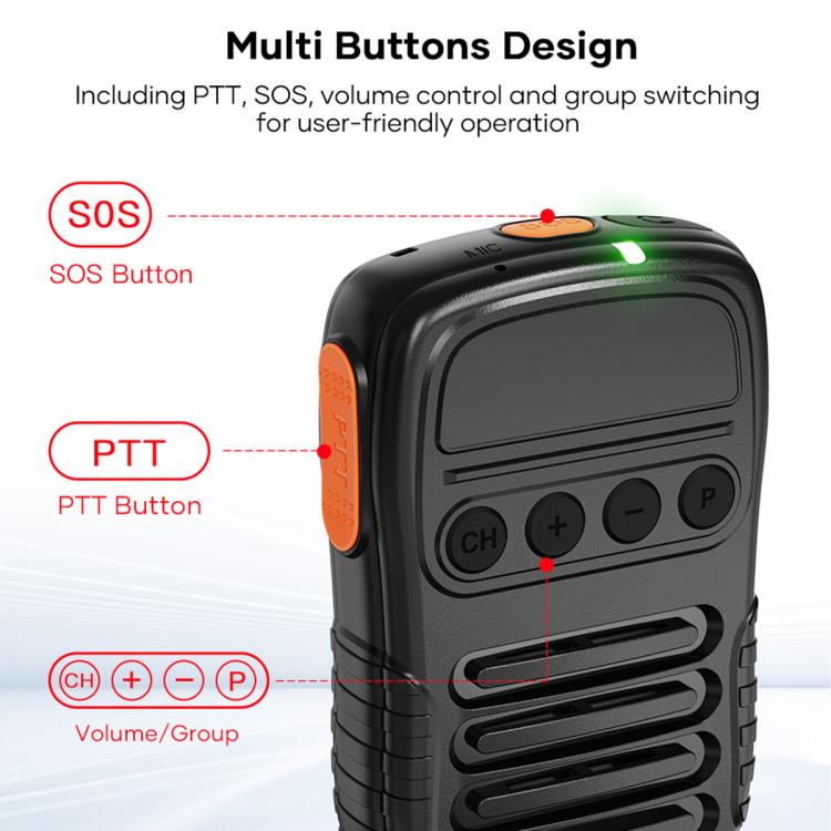 UNIWA BM008 BT5.2 Wireless Handheld Intercom PTT Microphone Walkie Talkie - Black