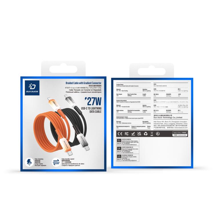 DUX DUCIS WLCM Series 27W Type-C to 8 Pin Transparent Gradient Braided Data Cable, Length: 1m