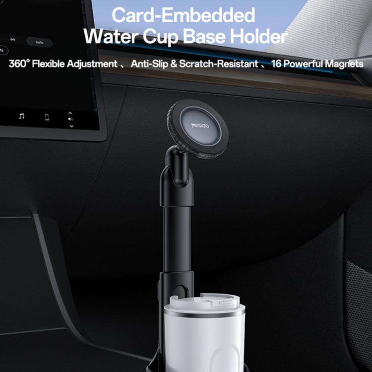 Yesido C230 Card-Embedded Car Water Cup Base Magnetic Phone Holder - Black