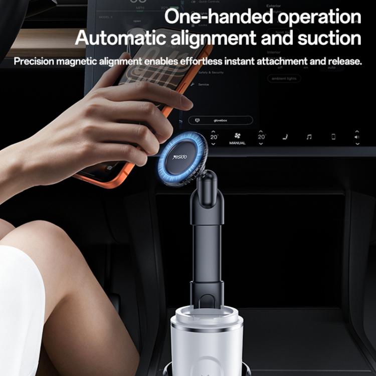 Yesido C230 Card-Embedded Car Water Cup Base Magnetic Phone Holder - Black
