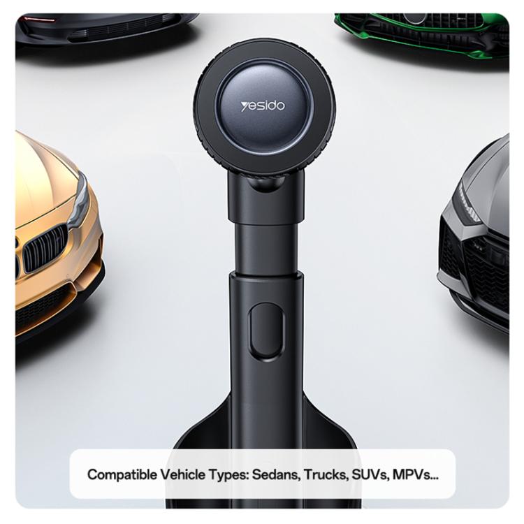 Yesido C230 Card-Embedded Car Water Cup Base Magnetic Phone Holder - Black