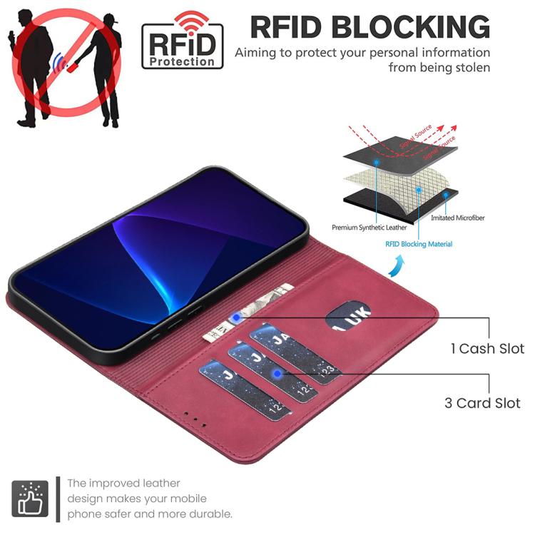 For Google Pixel 8 Pro Solid Color Calfskin Texture RFID Vegan Leather Phone Case
