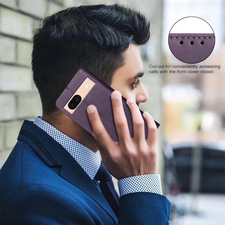 For Google Pixel 8a Solid Color Calfskin Texture RFID Vegan Leather Phone Case