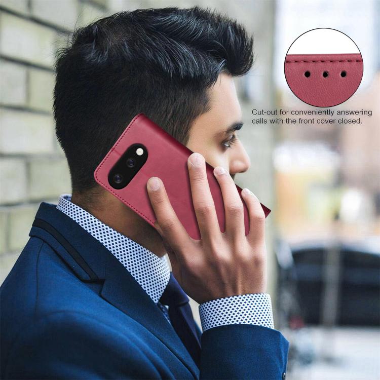 For Google Pixel 9a Solid Color Calfskin Texture RFID Vegan Leather Phone Case