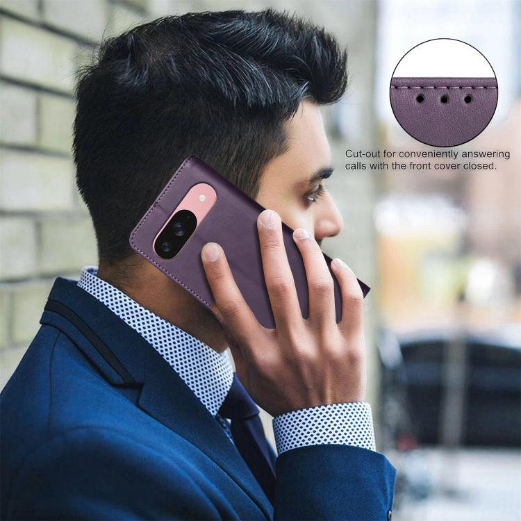 For Google Pixel 10 / 10 Pro / 9 / 9 Pro Solid Color Calfskin Texture RFID Vegan Leather Phone Case