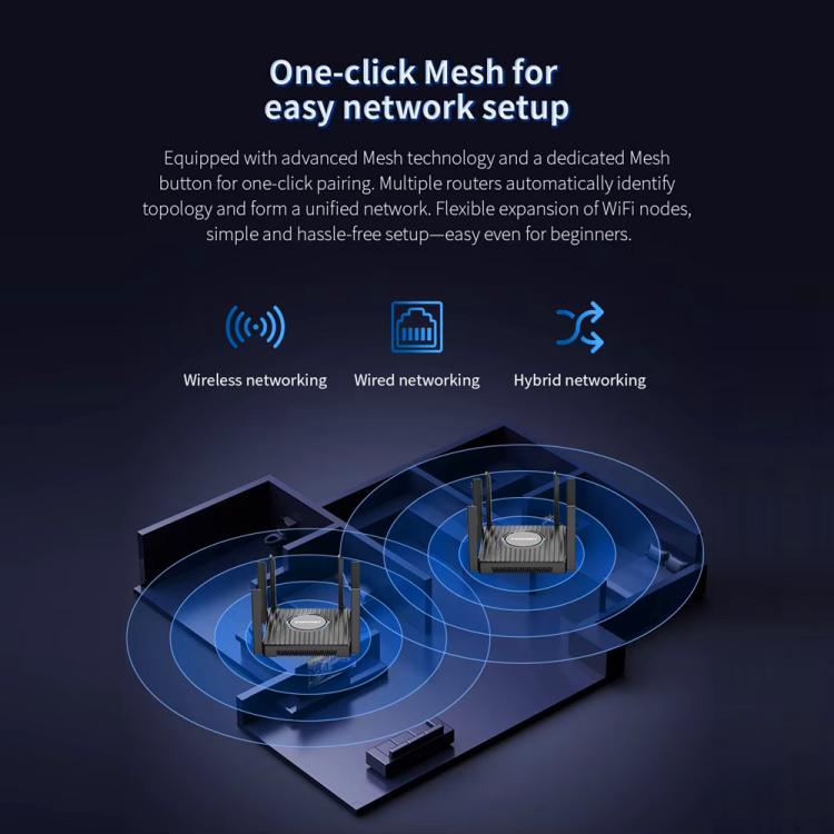 COMFAST CF-WR673BE WiFi 7 Gigabit Dual-Band 2700M Gaming Wireless Router, Plug:US Plug - Black