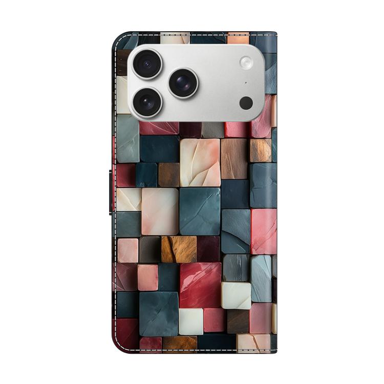 For iPhone 17 Pro Max Crystal-Like Painted Vegan Leather Phone Case
