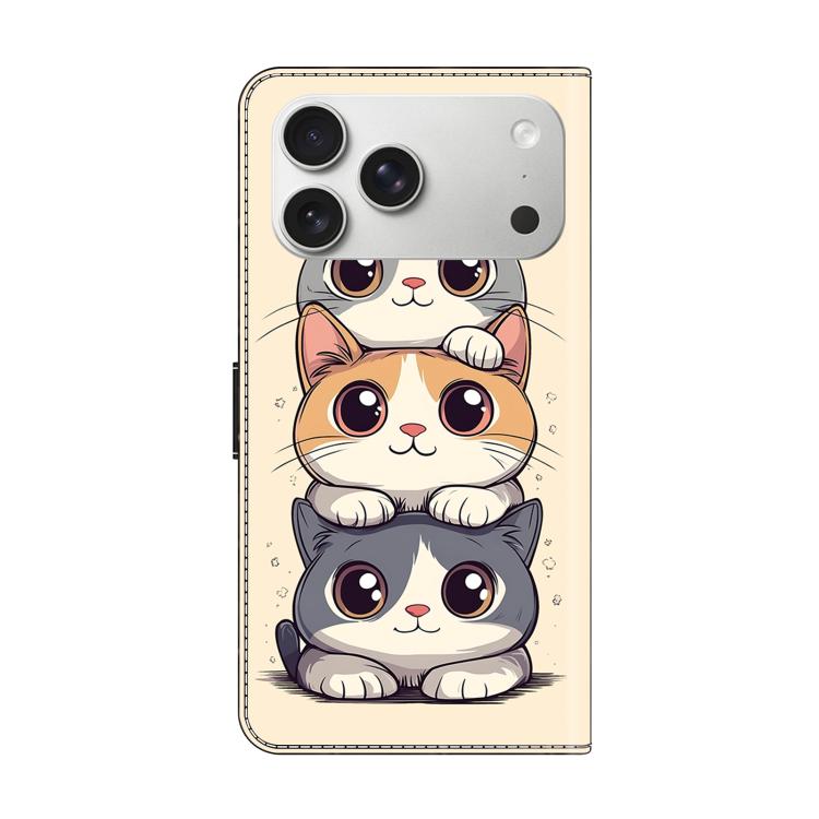 For iPhone 17 Pro Max Crystal-Like Painted Vegan Leather Phone Case