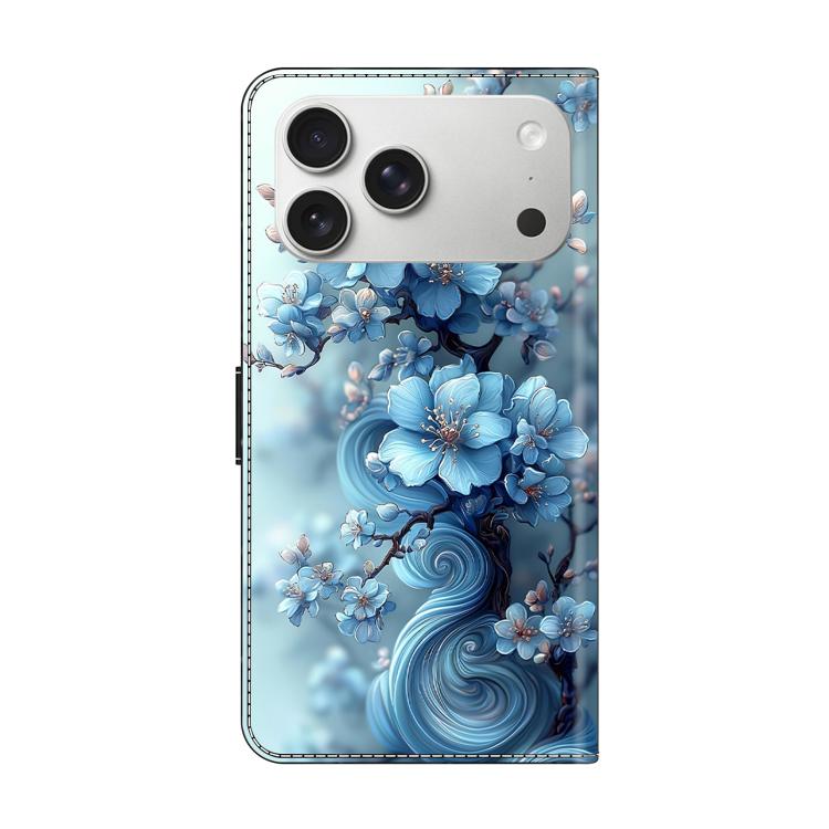 For iPhone 17 Pro Max Crystal-Like Painted Vegan Leather Phone Case