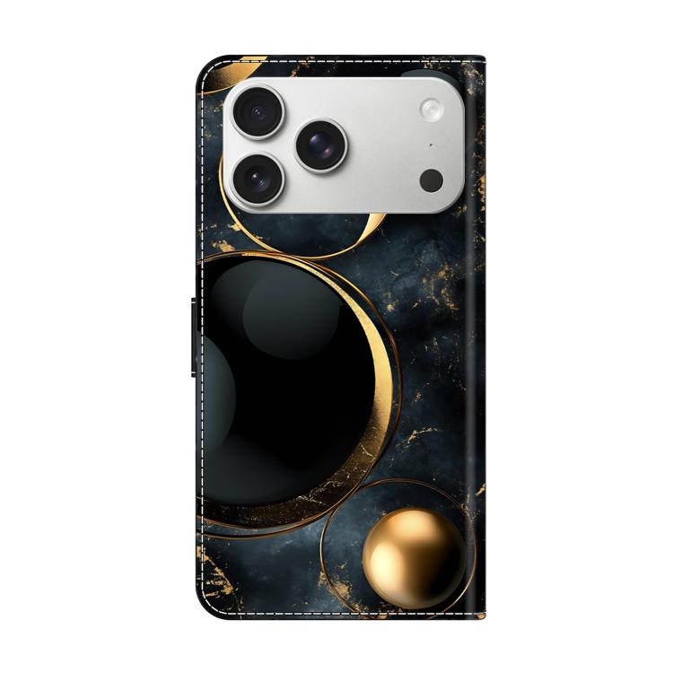 For iPhone 17 Pro Max Crystal-Like Painted Vegan Leather Phone Case
