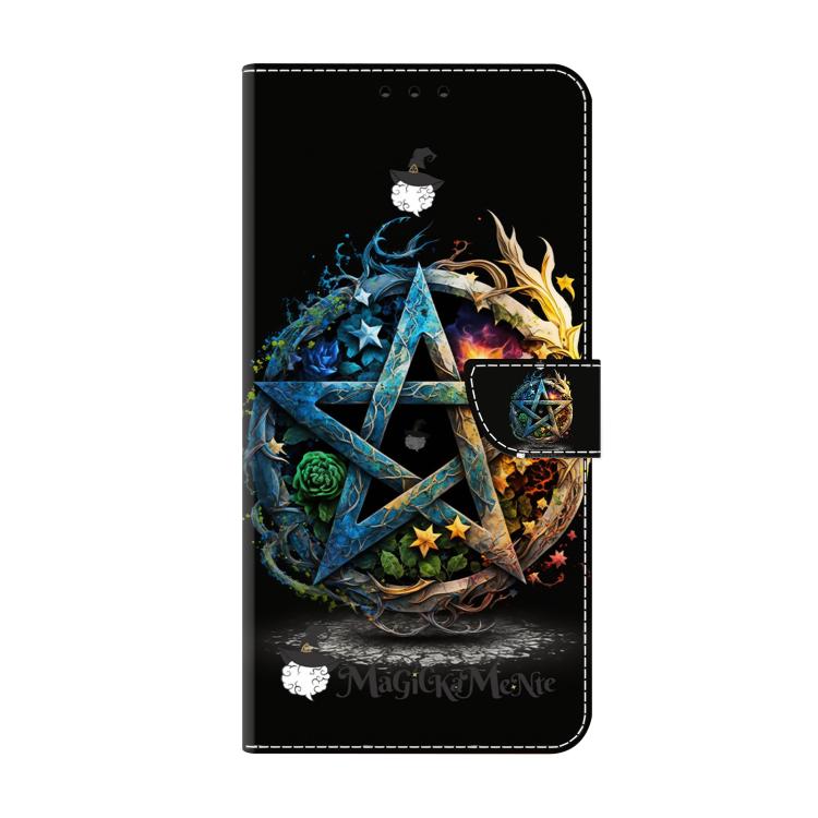 For iPhone 17 Crystal-Like Painted Vegan Leather Phone Case - Pentagram