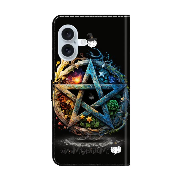 For iPhone 17 Crystal-Like Painted Vegan Leather Phone Case - Pentagram