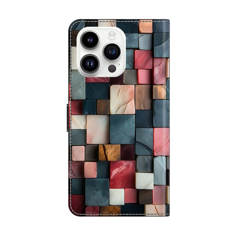 For iPhone 16 Pro Crystal-Like Painted Vegan Leather Phone Case
