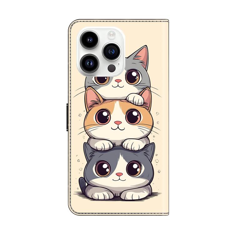 For iPhone 16 Pro Crystal-Like Painted Vegan Leather Phone Case