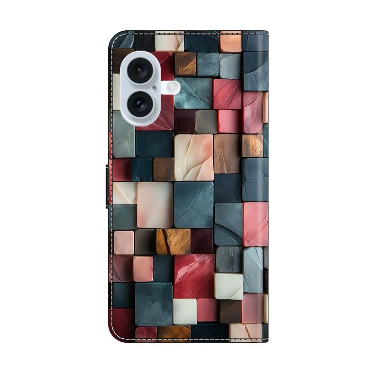 For iPhone 16 Crystal-Like Painted Vegan Leather Phone Case