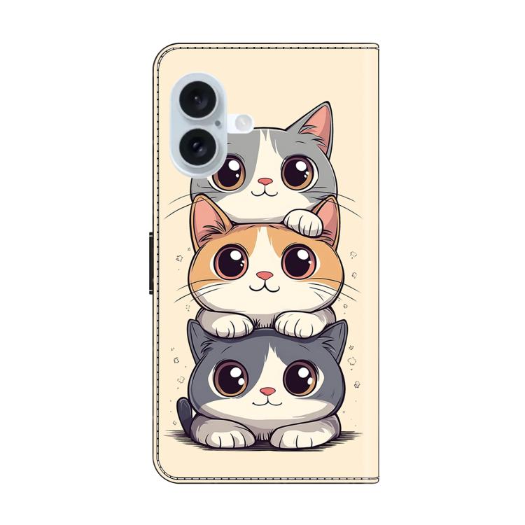 For iPhone 16 Crystal-Like Painted Vegan Leather Phone Case