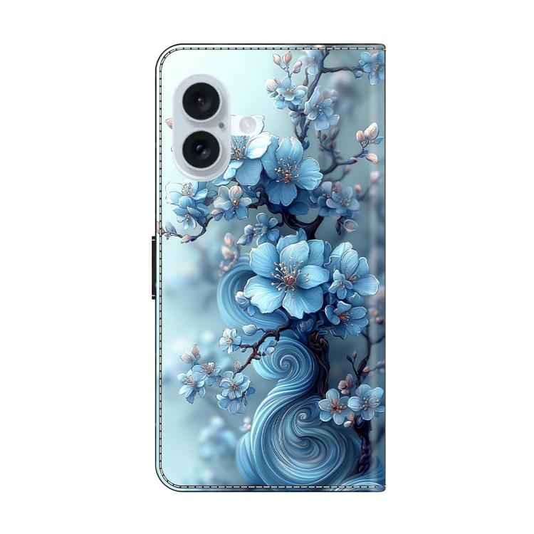 For iPhone 16 Crystal-Like Painted Vegan Leather Phone Case