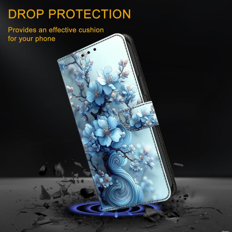 For iPhone 16 Crystal-Like Painted Vegan Leather Phone Case