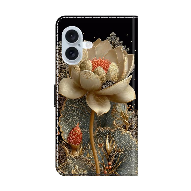 For iPhone 16 Crystal-Like Painted Vegan Leather Phone Case