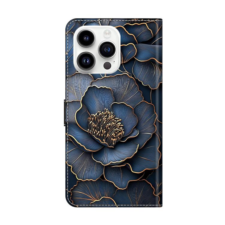For iPhone 15 Pro Max Crystal-Like Painted Vegan Leather Phone Case