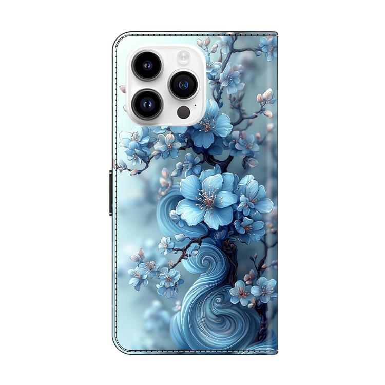 For iPhone 15 Pro Max Crystal-Like Painted Vegan Leather Phone Case