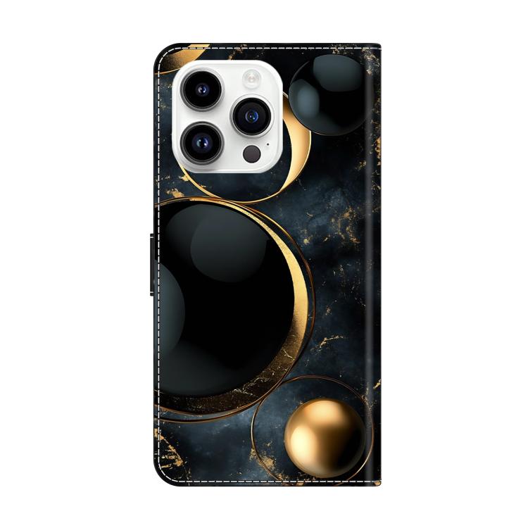 For iPhone 15 Pro Max Crystal-Like Painted Vegan Leather Phone Case