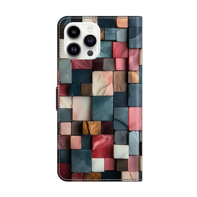 For iPhone 15 Pro Crystal-Like Painted Vegan Leather Phone Case
