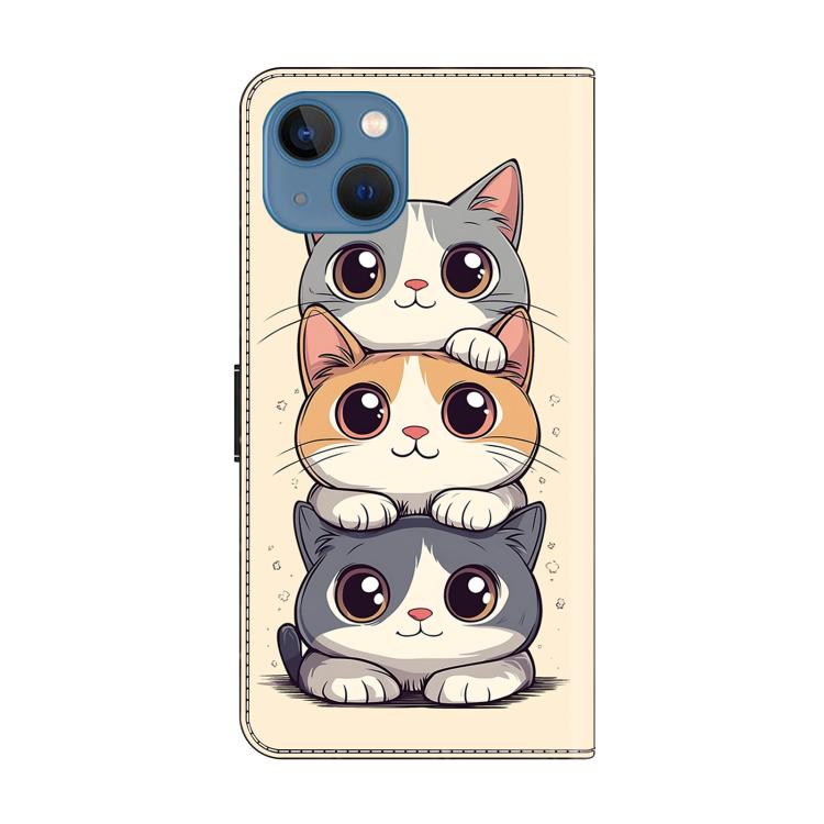 For iPhone 14 / 13 Crystal-Like Painted Vegan Leather Phone Case