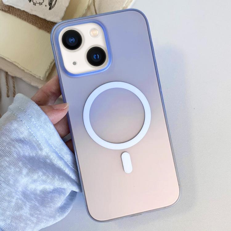 For iPhone 14 Plus Frosted Gradient TPU Magnetic Phone Case
