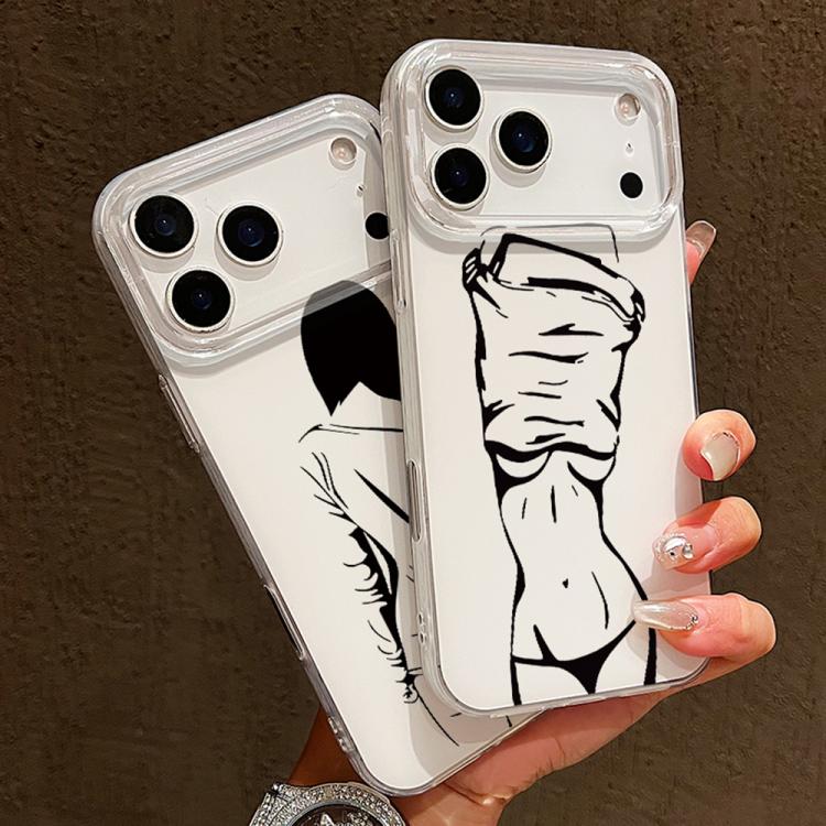 For iPhone 16 Plus Transparent Frame IMD Cream Phone Case