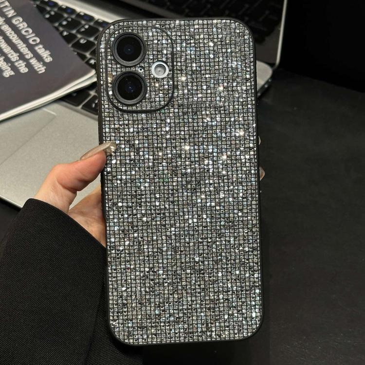 For iPhone 16 Acrylic Rhinestone Full Coverage Phone Case