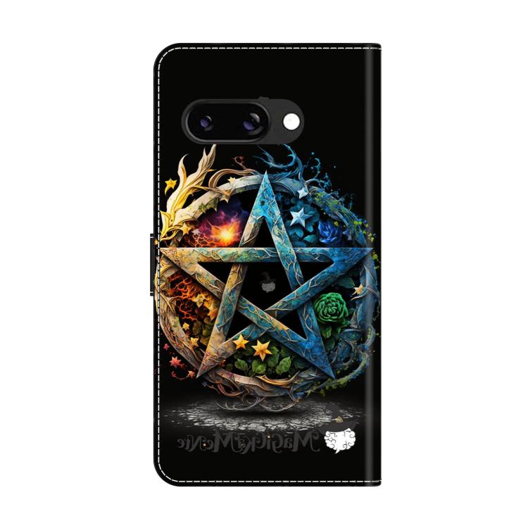 For Google Pixel 9a Crystal-Like Painted Vegan Leather Phone Case - Pentagram