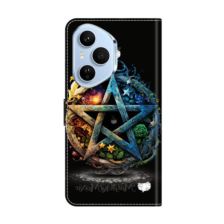 For Honor 400 Pro Global 160.8mm Crystal-Like Painted Vegan Leather Phone Case - Pentagram