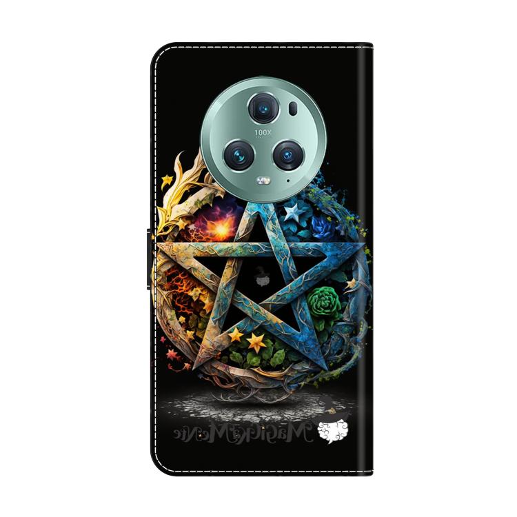 For Honor Magic5 Pro Crystal-Like Painted Vegan Leather Phone Case - Pentagram