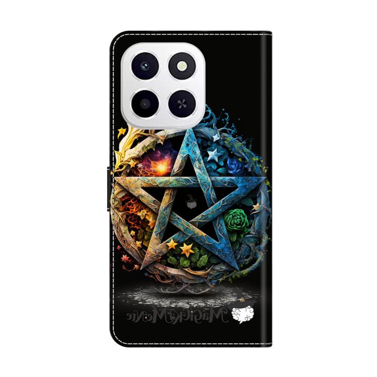 For Honor X6c 4G Crystal-Like Painted Vegan Leather Phone Case - Pentagram