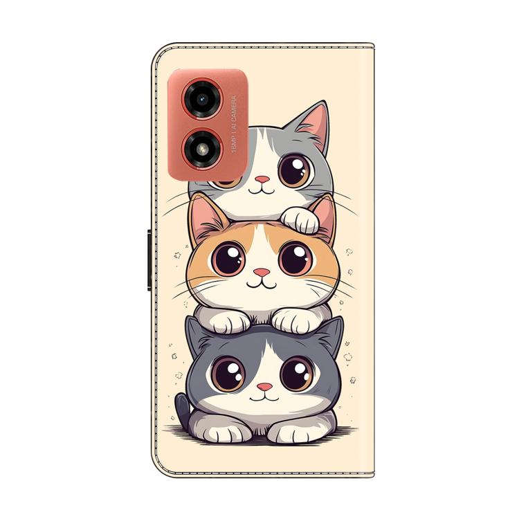 For Motorola Moto G04 / E14 / G24 Crystal-Like Painted Vegan Leather Phone Case