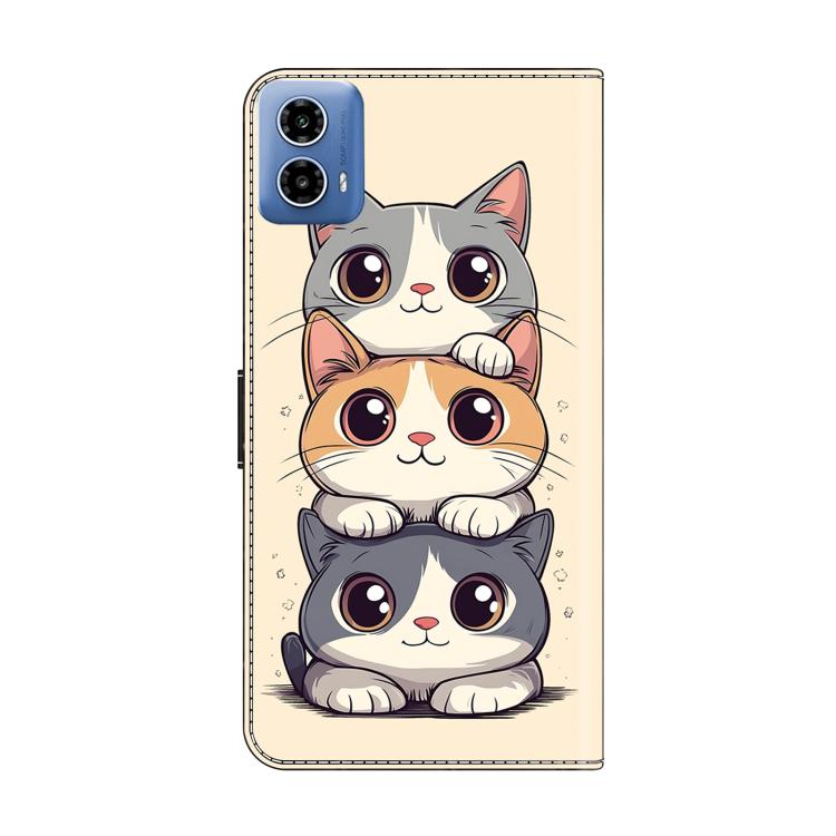 For Motorola Moto G34 Crystal-Like Painted Vegan Leather Phone Case