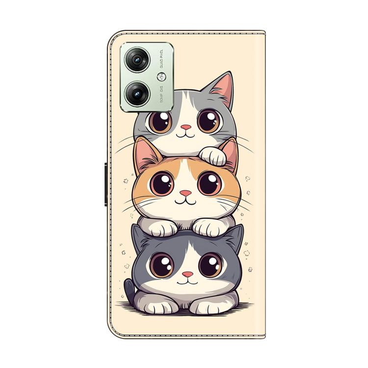 For Motorola Moto G54 Crystal-Like Painted Vegan Leather Phone Case