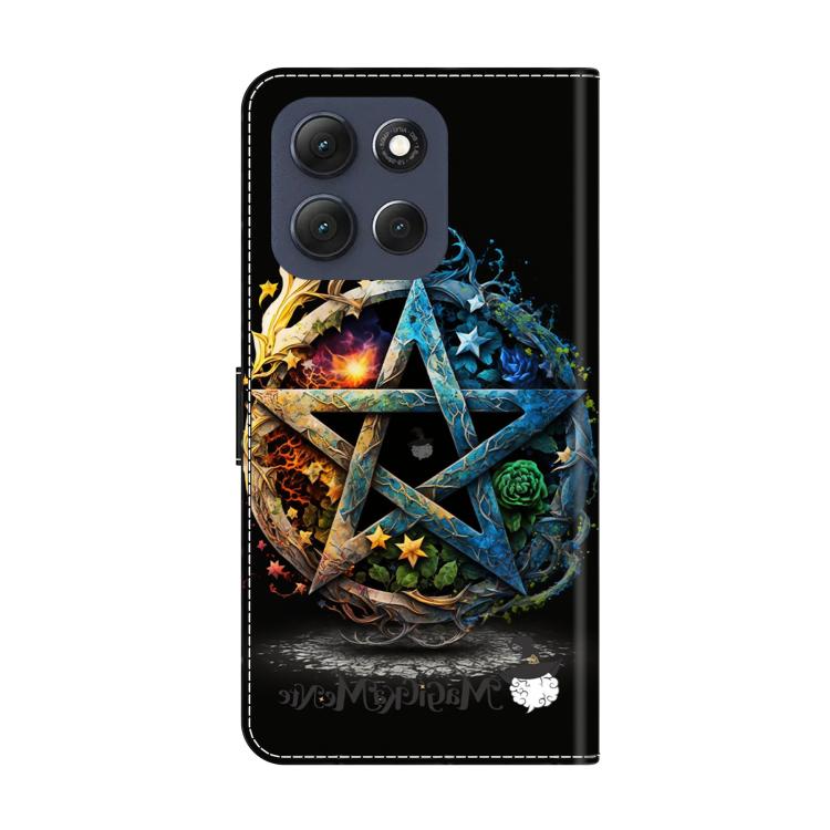 For Motorola Moto G56 5G Crystal-Like Painted Vegan Leather Phone Case - Pentagram