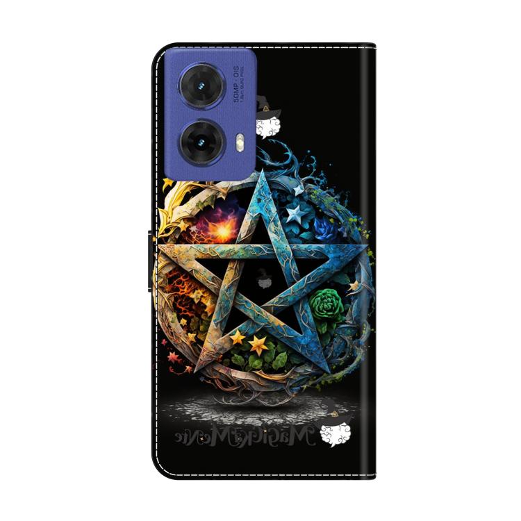 For Motorola Moto G85 Crystal-Like Painted Vegan Leather Phone Case - Pentagram