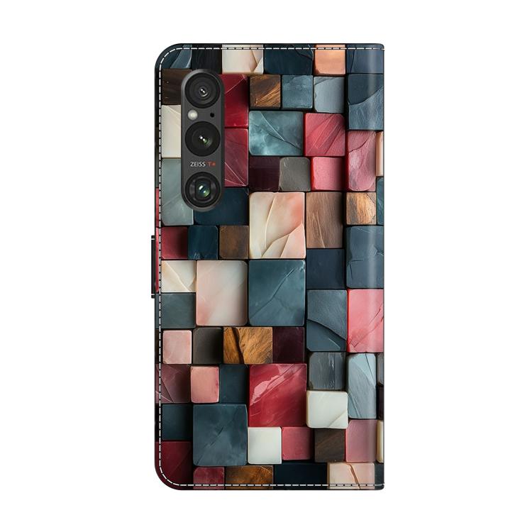 For Sony Xperia 1 V Crystal-Like Painted Vegan Leather Phone Case