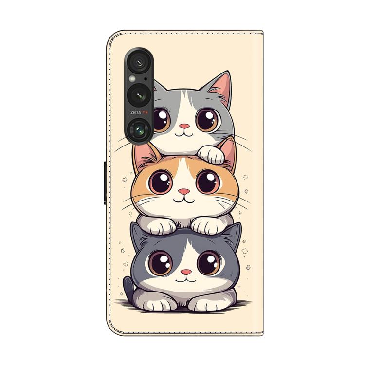 For Sony Xperia 1 V Crystal-Like Painted Vegan Leather Phone Case