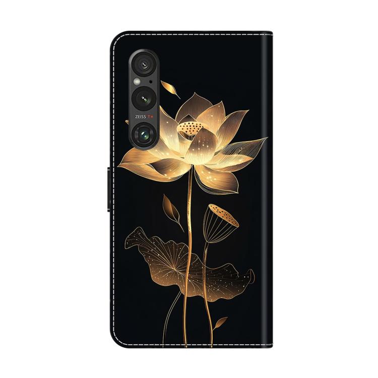 For Sony Xperia 1 V Crystal-Like Painted Vegan Leather Phone Case