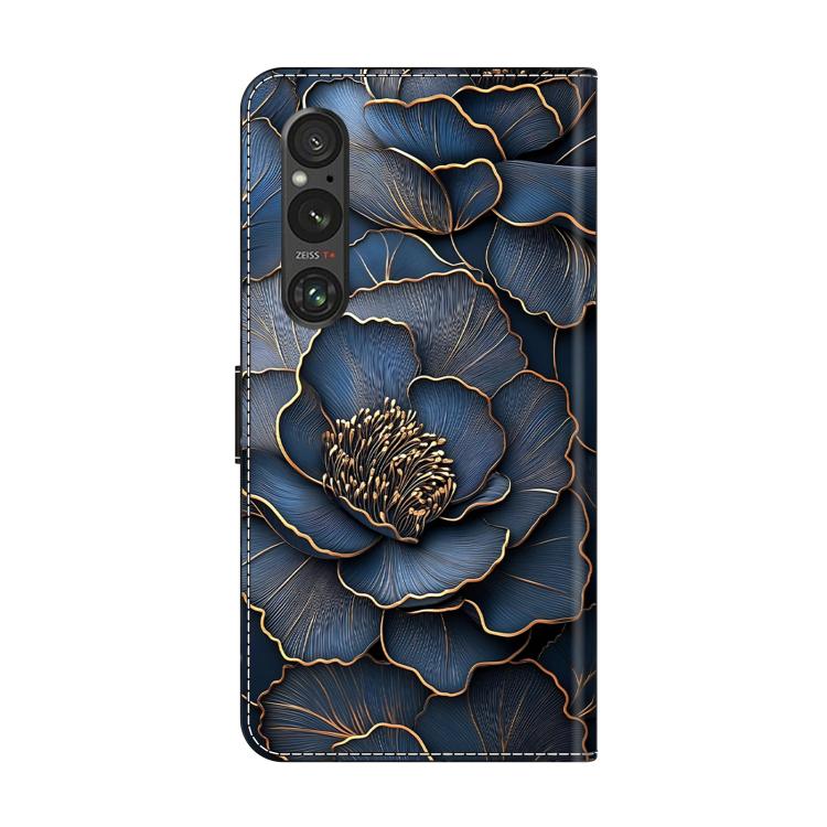For Sony Xperia 1 V Crystal-Like Painted Vegan Leather Phone Case