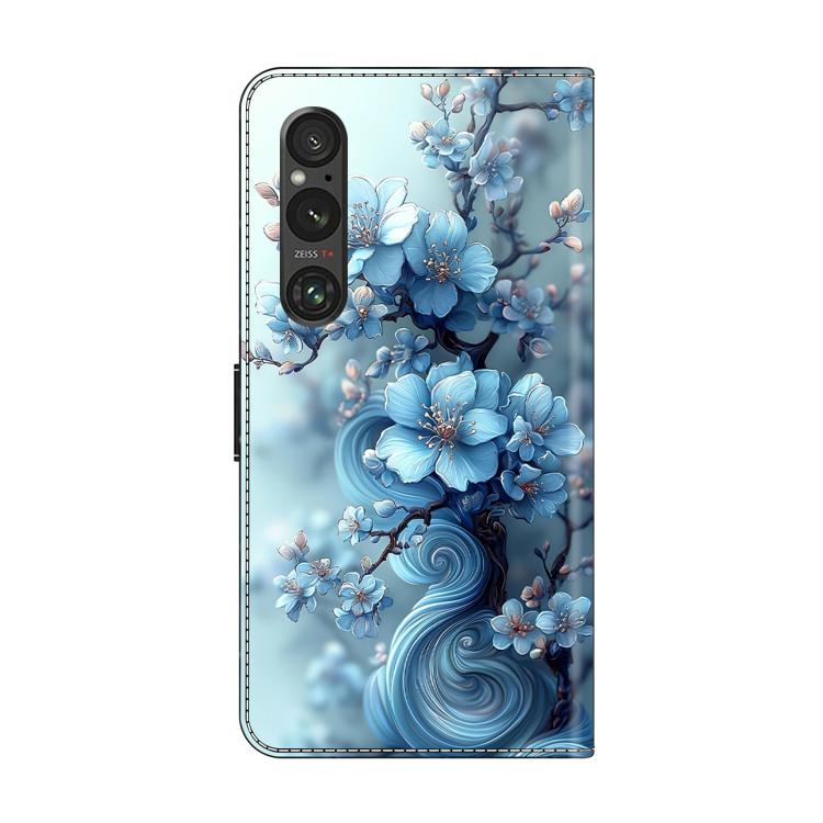 For Sony Xperia 1 V Crystal-Like Painted Vegan Leather Phone Case